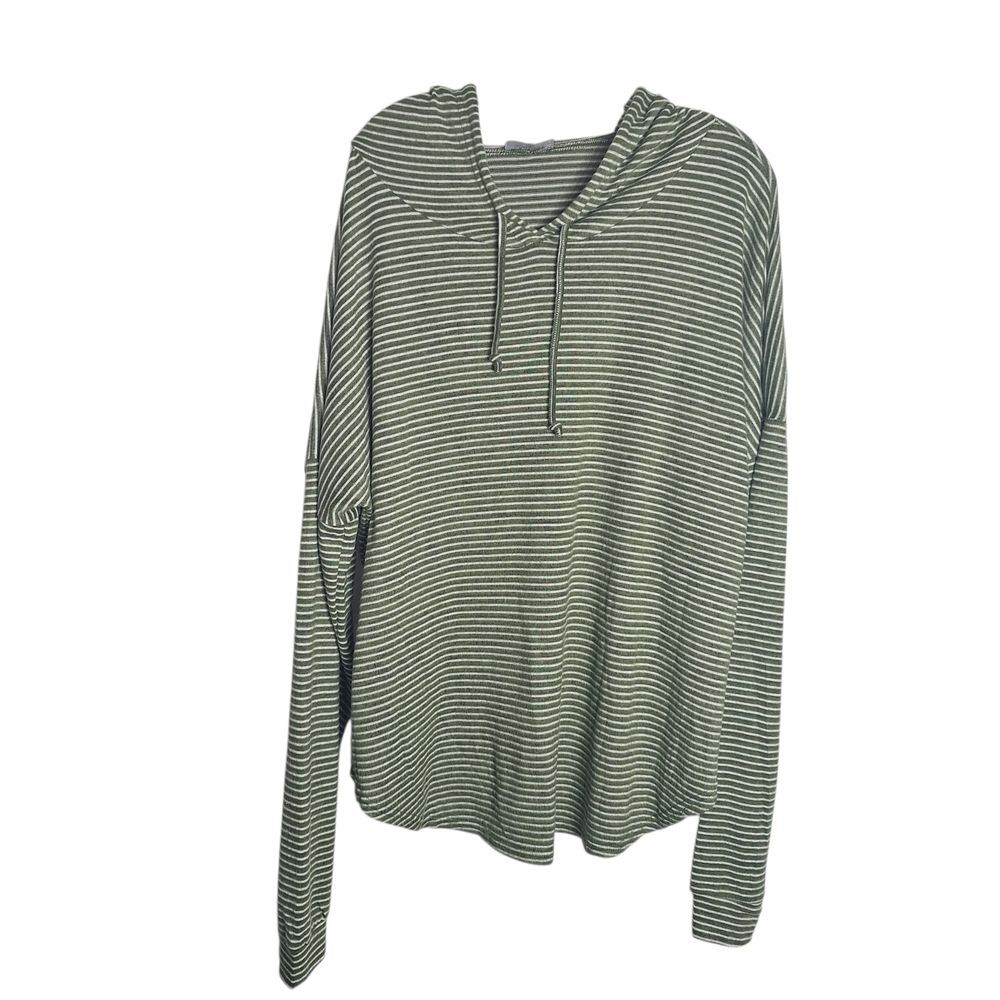 Scarlett Hooded Top Long Sleeve Striped Cozy Casual Athleisure 3X Womens